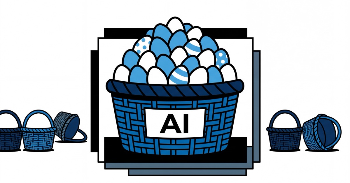 Eggs gathered in a single basket, illustrating concentration risk.